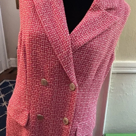 Nicole Miller Pink Tweed Dress with Gold Accents - Picture 14 of 16